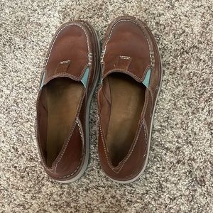 Ariat slip-on shoes. Brown w/ blue-green details. Women’s Size 9